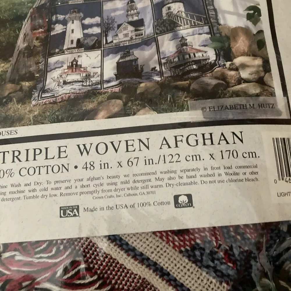 Vtg Goodwin Weavers Triple Woven Afghan 48